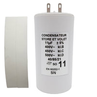 Condensateur de 11 uF (µF) pour moteur Somfy ou Simu