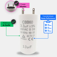 condensateur moteur motorisation de 3.3 µF 3,3 uF